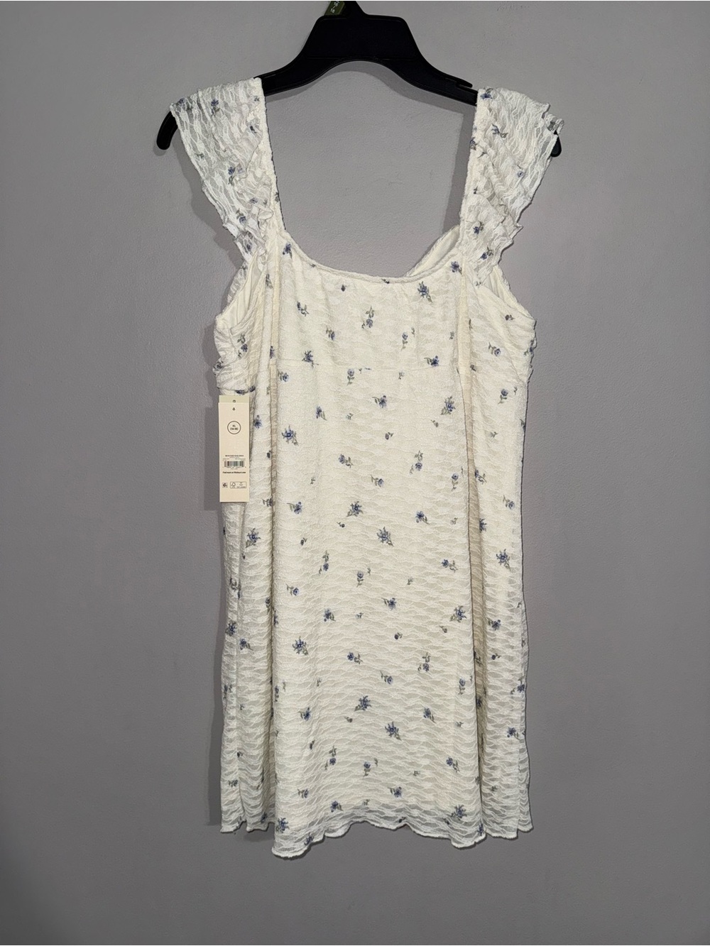 No Boundaries Women’s White Floral Sleeveless Ruffled Mini Dress XL - Picture 6 of 6
